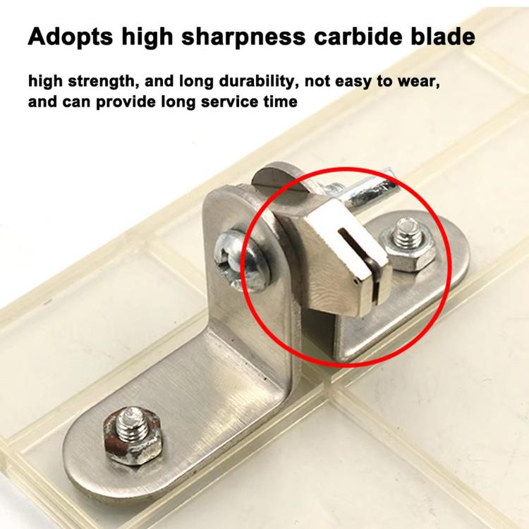 Glass bottle cutter tool with close-up of metal cutting guide and threaded adjustment