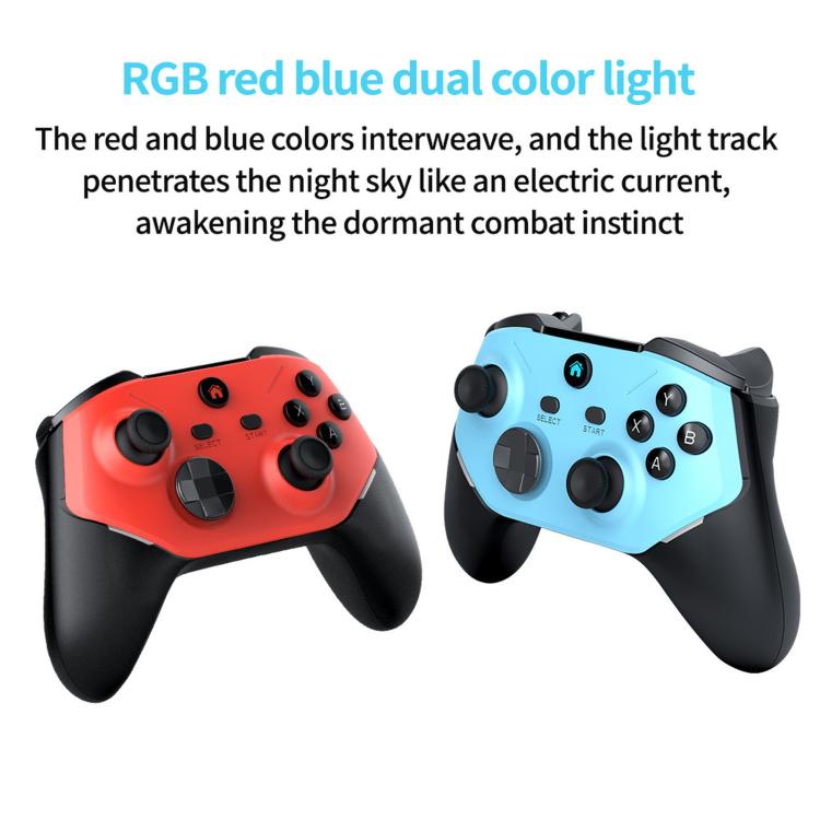 Red and blue mini arcade controllers with black triggers and face buttons