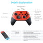 Close-up of red mini arcade controller with directional pad and action buttons