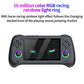 Black handheld retro game console with 4.3-inch screen and two glowing thumb joysticks