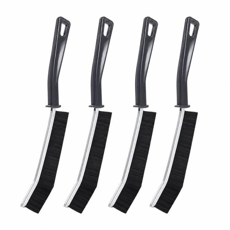 Set of 4 flat crevice cleaning brushes with black handles and bristle heads