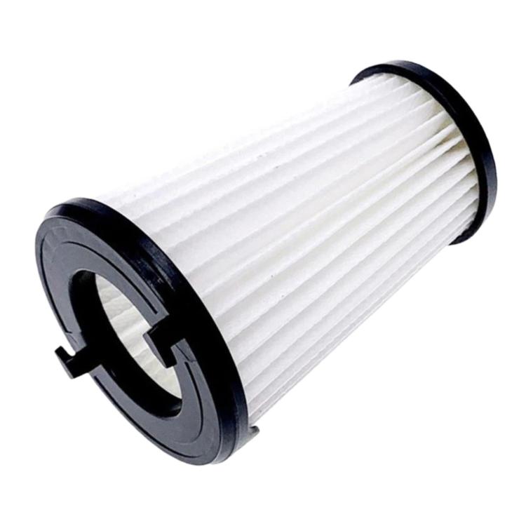 Vacuum cleaner filter cylinder with pleated white core and black end ring