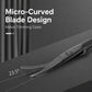 Micro-curved black blade nose hair scissors with a rounded tip for easier trimming.