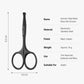 Black-coated stainless steel nose hair scissors with rounded finger loops.