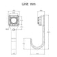EV charging cable hook bracket size chart with mm measurements diagram