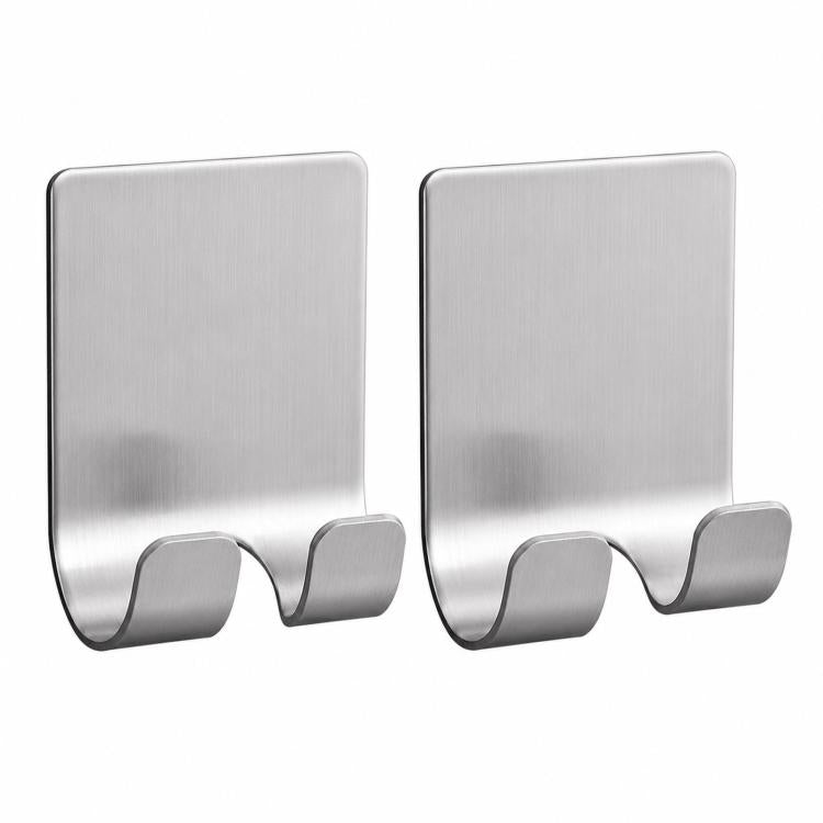Stainless steel adhesive razor holder hooks, two-piece wall organizer set