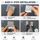 Adhesive stainless steel razor holder hooks during no-drill wall installation