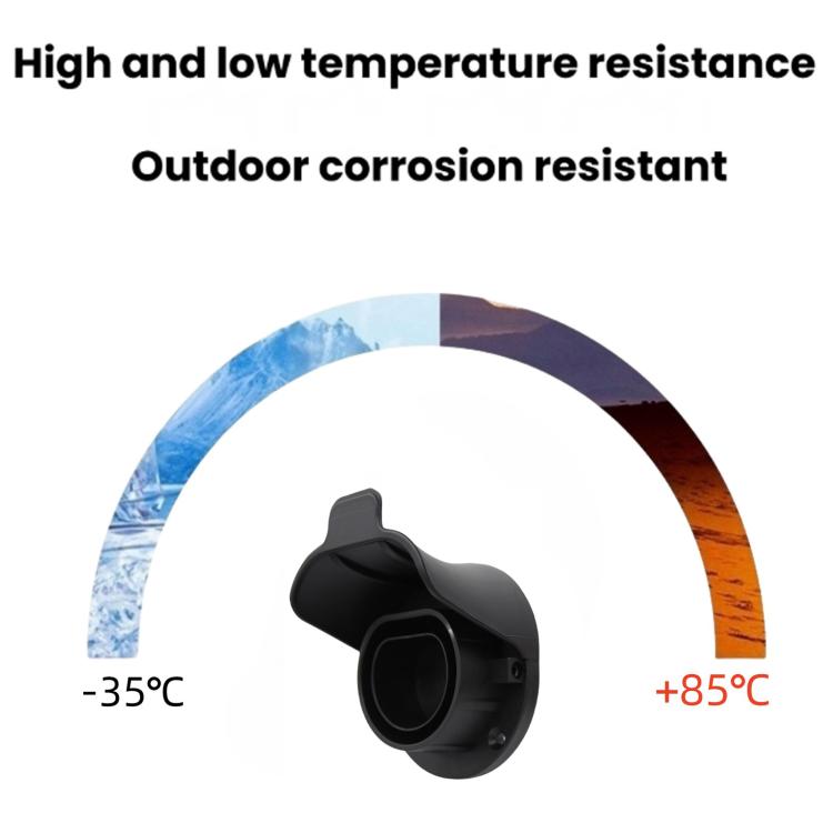 Wall-mounted EV charging socket holder shown for temperature resistance, black