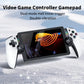 White handheld gaming console with 7-inch touchscreen and colorful face buttons