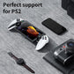White handheld gaming console with 7-inch touchscreen and game controller grips