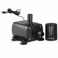 Black submersible water pump with intake grille, outlet fitting, and side discharge tube