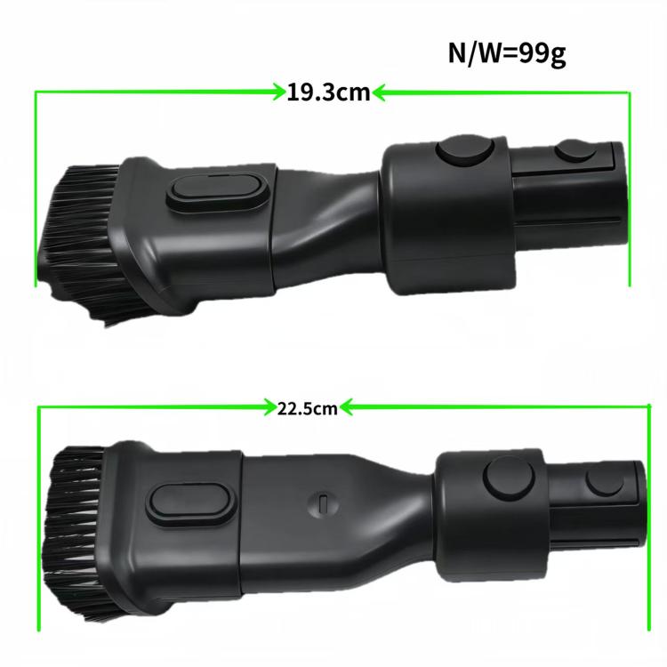 Long crevice tool with integrated brush bristles, dark vacuum attachment