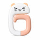 Cat-shaped foldable table bag hook, white body with peach loop handle.