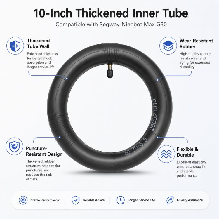 Black thick inner tube ring with straight valve stem, puncture-resistant look