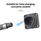 Charging connector dock with NACS port and matching plug inserted for wall mounting.