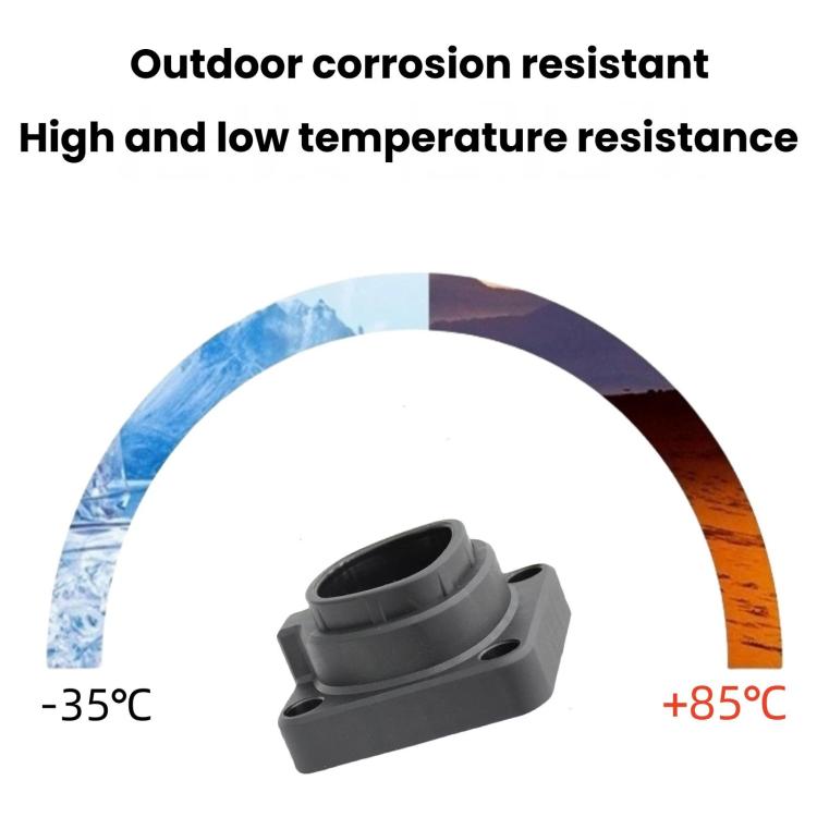 Outdoor-style charging connector dock with circular port and base mounting platform.