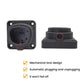 Front and side view of NACS charging connector dock with four-hole square mounting base.