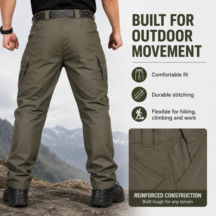 Outdoor Durable Breathable Hiking Long Pants For Men, L, XL, XXL
