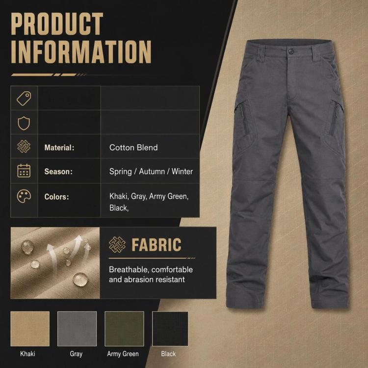 Outdoor Durable Breathable Hiking Long Pants For Men, L, XL, XXL