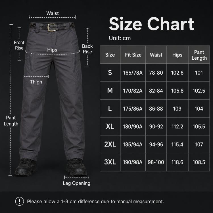 Outdoor Durable Breathable Hiking Long Pants For Men, L, XL, XXL