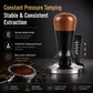 Constant pressure coffee tamper with walnut handle and black metal base