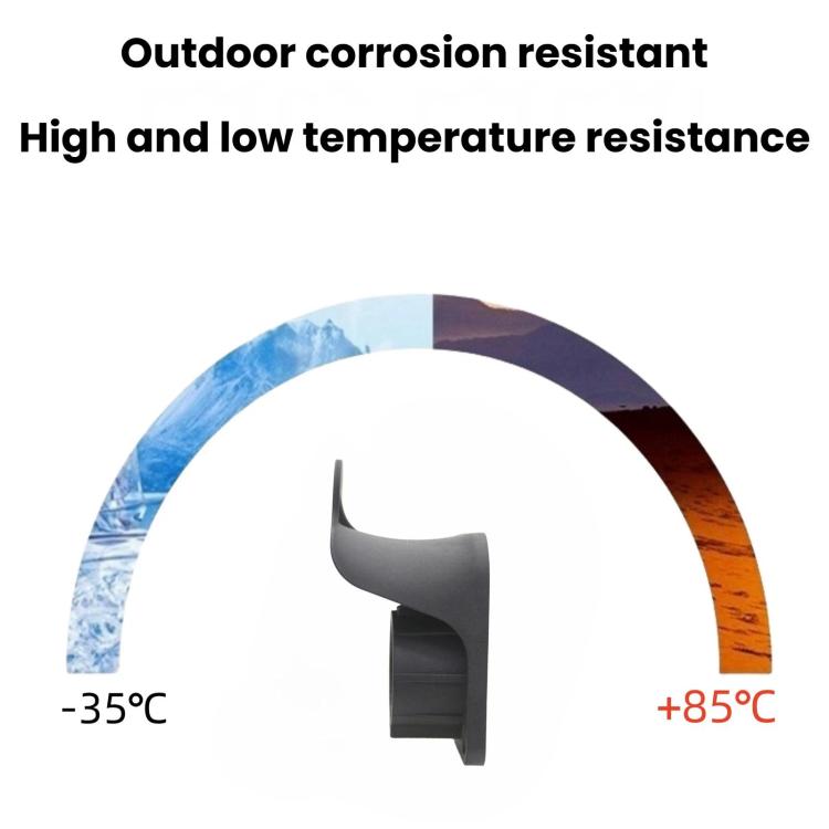 Outdoor J1772 charging connector holder housing in dark gray with curved opening
