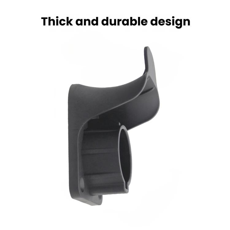 Thick dark-gray J1772 charging connector holder with circular cable port