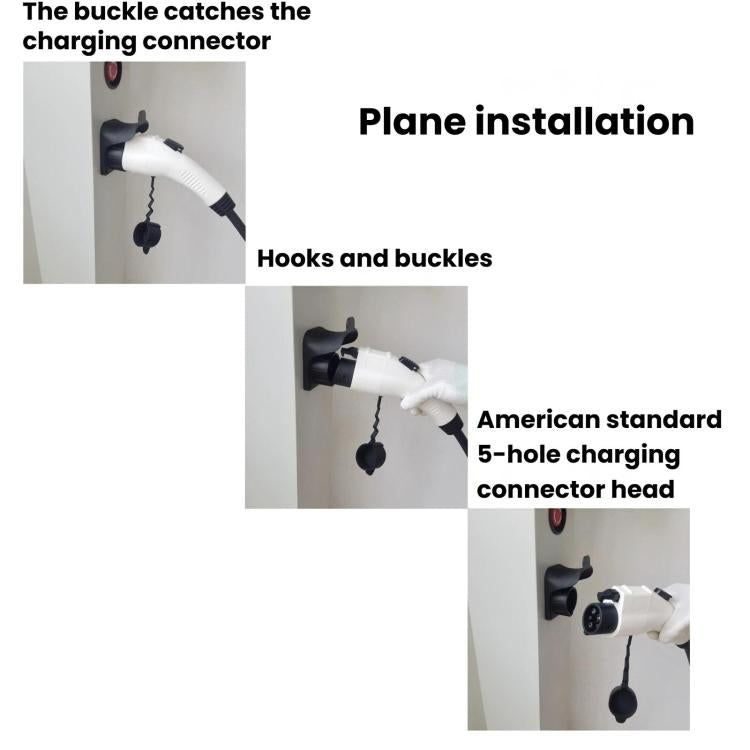 J1772 charging connector retractor installation showing buckle securing the plug
