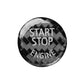 Round engine start/stop sticker, black checkered START STOP ENGINE text design