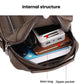 Men's vintage bag open interior with main zip compartment and phone-sized slots