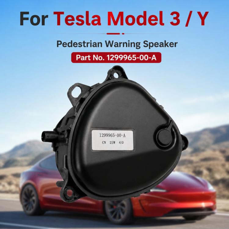 Black pedestrian warning speaker buzzer with circular housing and side mounting pins
