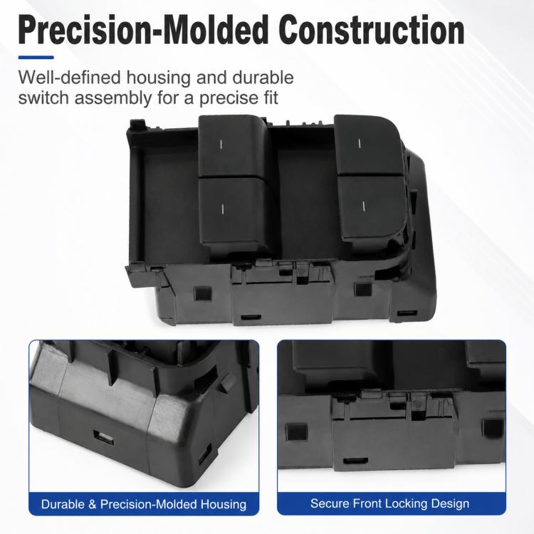 Four-button driver window switch in black molded housing