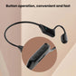Black bone conduction headset showing control buttons on the ear-mounted module.