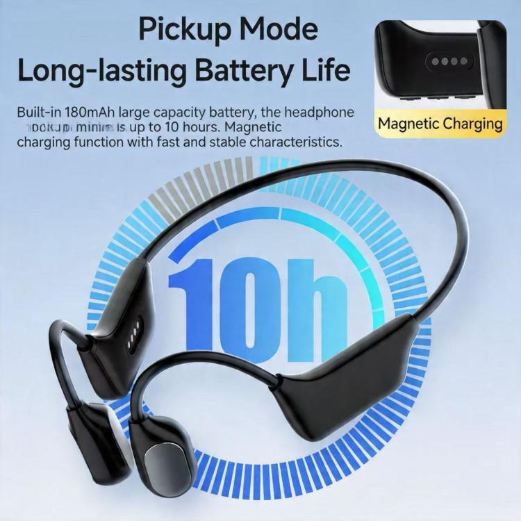 Black bone conduction headphone with battery/pickup mode, dual side modules.