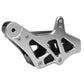 Silver CNC chain guide anti-collision chain guard with black cutout inserts and mounting bolts.