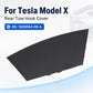 Black rear tow hook cover panel, angled side view