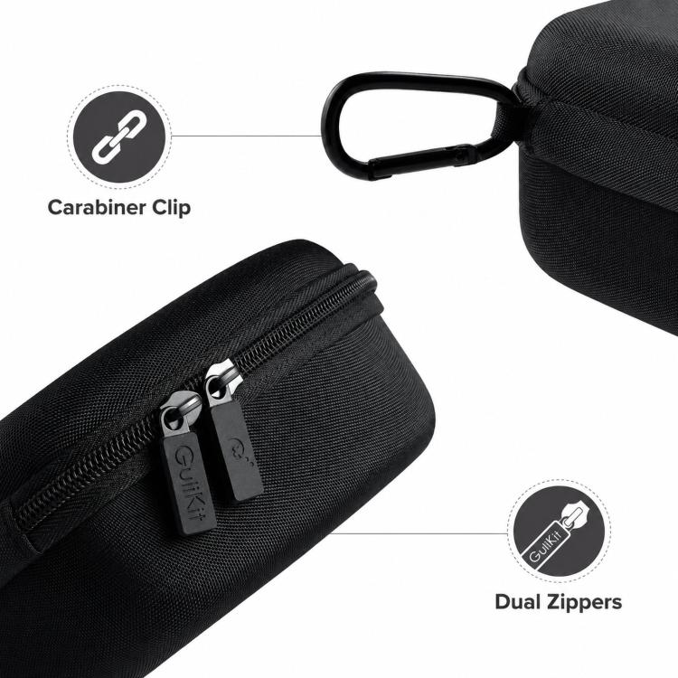 Hard-shell controller case with carabiner clip and dual zippers on the side