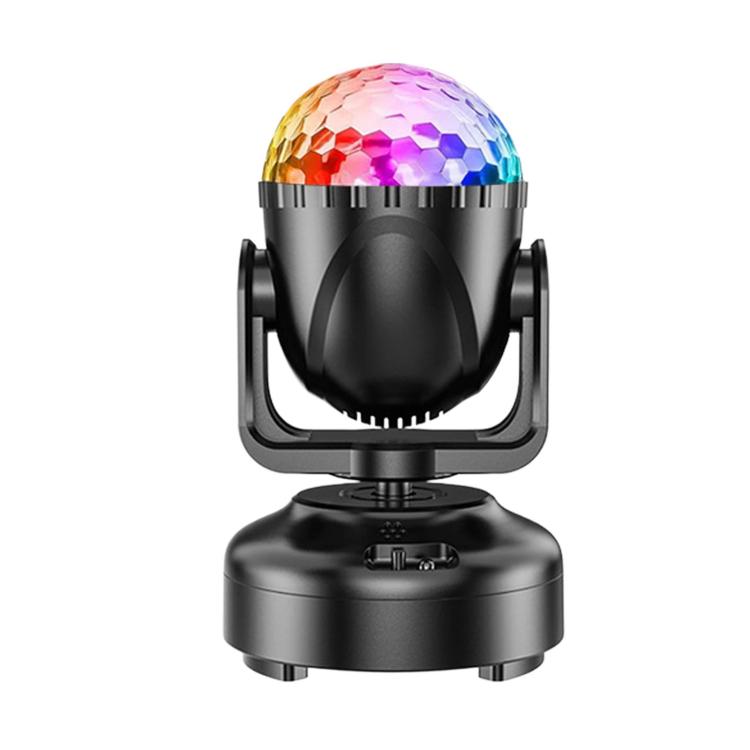 Black LED magic ball light with mirrored dome and adjustable moving-head bracket