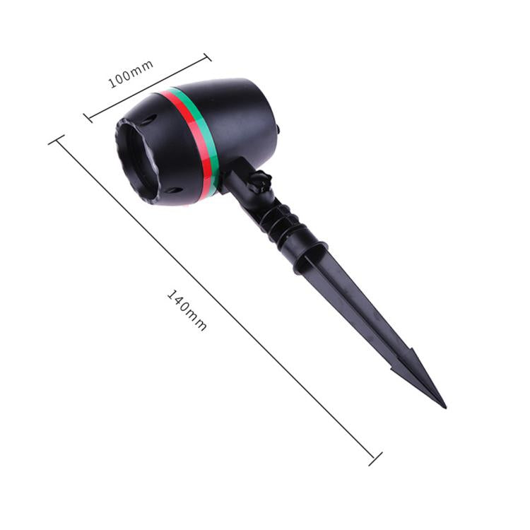 In-ground laser light with dark blue cylinder head and spike stake, about 140 x 100 mm