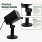 Adjustable-head black outdoor laser projector with stable round mounting base