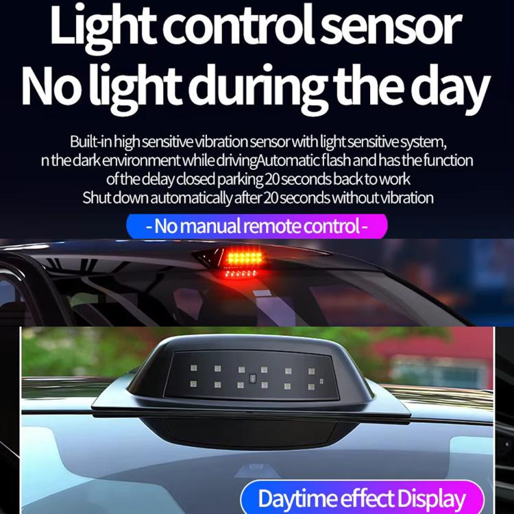 Black solar roof LiDAR cover LED warning light with amber LED bar