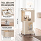 Cream white 3-tier rolling utility cart bedside table with wheels, tall version