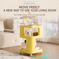 Yellow 3-tier rolling utility cart with handle rails and four caster wheels
