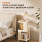 Cream white 3-tier rolling utility cart bedside table with side storage compartments