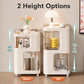 Short and tall 3-tier rolling utility carts in cream, with open storage shelves