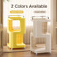 Yellow and cream 3-tier rolling utility carts with open shelves and curved handles