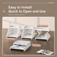 White plastic hanging closet organizer shown with setup pieces before use