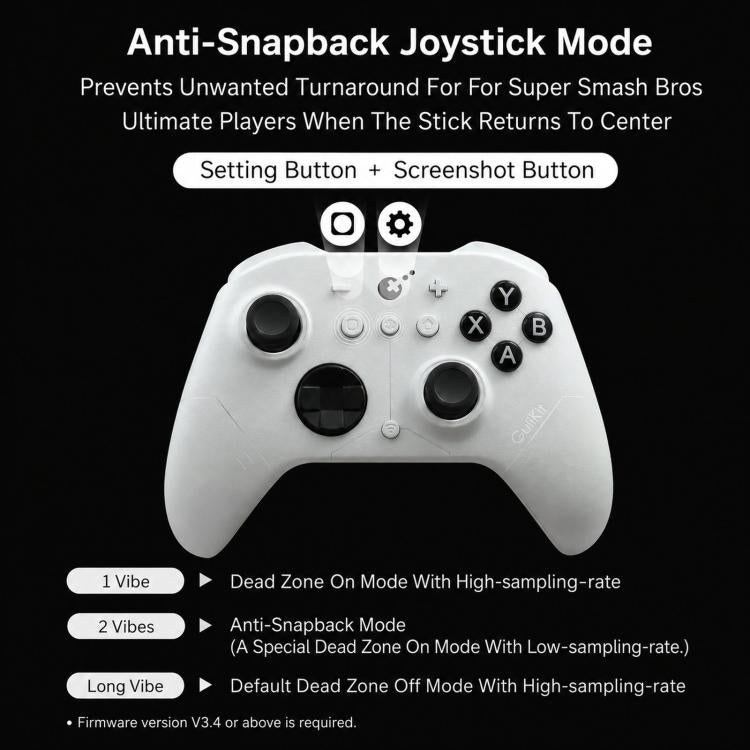White ES Pro controller showing face buttons, left joystick, and right stick.