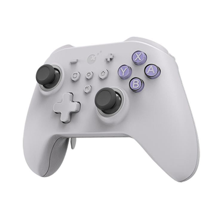 White game controller with analog sticks and purple-tinted face buttons