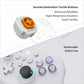 White controller close-up with D-pad cross, thumbstick, and replaceable button caps